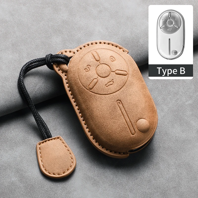 

Leather Car Key Case Cover Shell For Bestune Pony 2024 2025 New Energy Car Key Holder Protection Cover Case Keychain Accessories