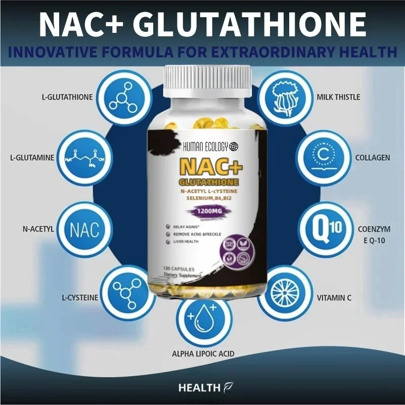 NAC Glutathione Capsules N-Acetyl Cysteine 1200 mg Support for Liver, Lung  | Amino Acid, Increases Glutathione