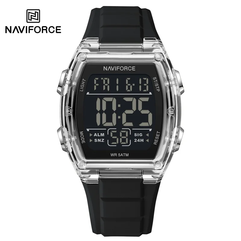 NAVIFORCE Men's Electronic Watch Luminous Display Stopwatch Alarm Clock Men's 5ATM Waterproof Digital Watch Gift For Men NF6106