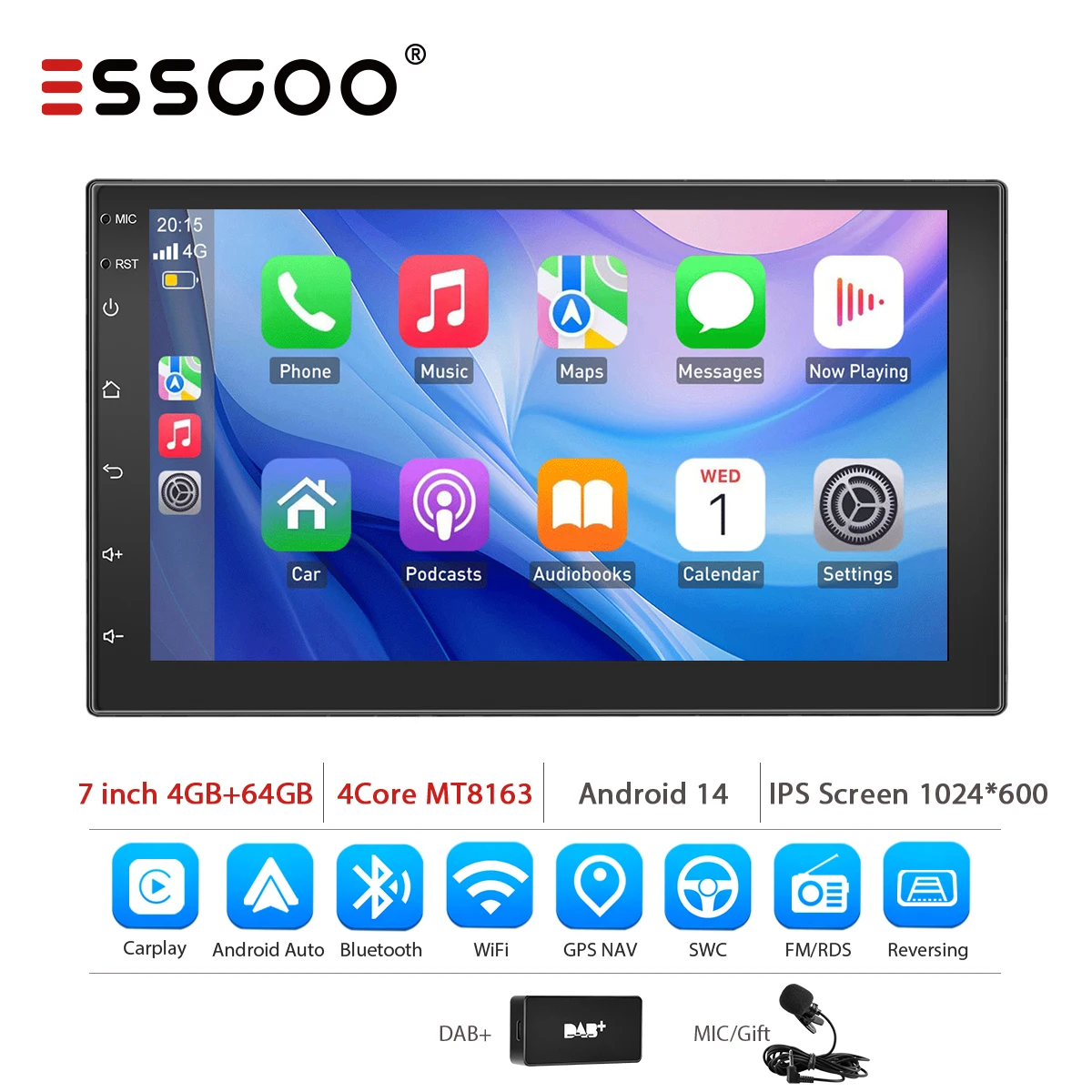 ESSGOO 7 9 10 inch Universele CarPlay Android Auto Autoradio voor VW Fiat Renault Nissan Hyundai GPS Multimedia Autoradio Stereo