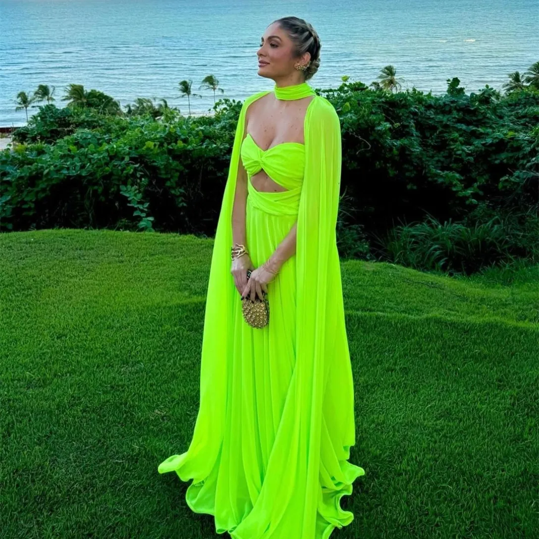 

Elegant Long Green Sweetheart Evening Dresses A-Line Chiffon Floor Length Pleated Vestidos de noche Prom Dress for Women