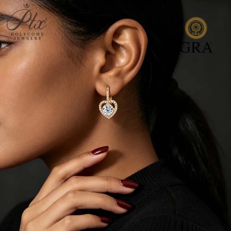 Moissanite Earrings 2ct Round D VVS1 925 Sterling Silver GRA Certified Hypoallergenic Factory Direct Sale Daily Wear For Women