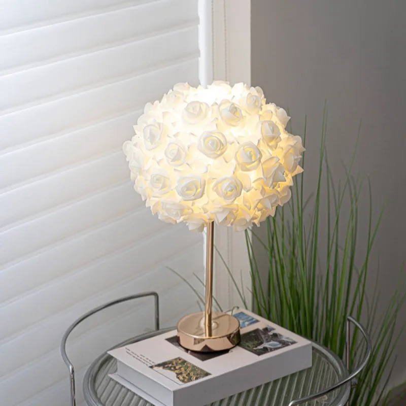 B97A-USB-Powered Rose Flower Table Lamp-Modern Minimalist Design, Warm Light To Create A Romantic Atmosphere Bedside For Bedroom