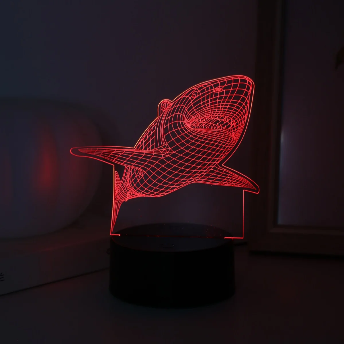 3D Shark Night Light Phantom Colorful Atmosphere Night Light Home Lighting Night Light Suitable for Home Decoration