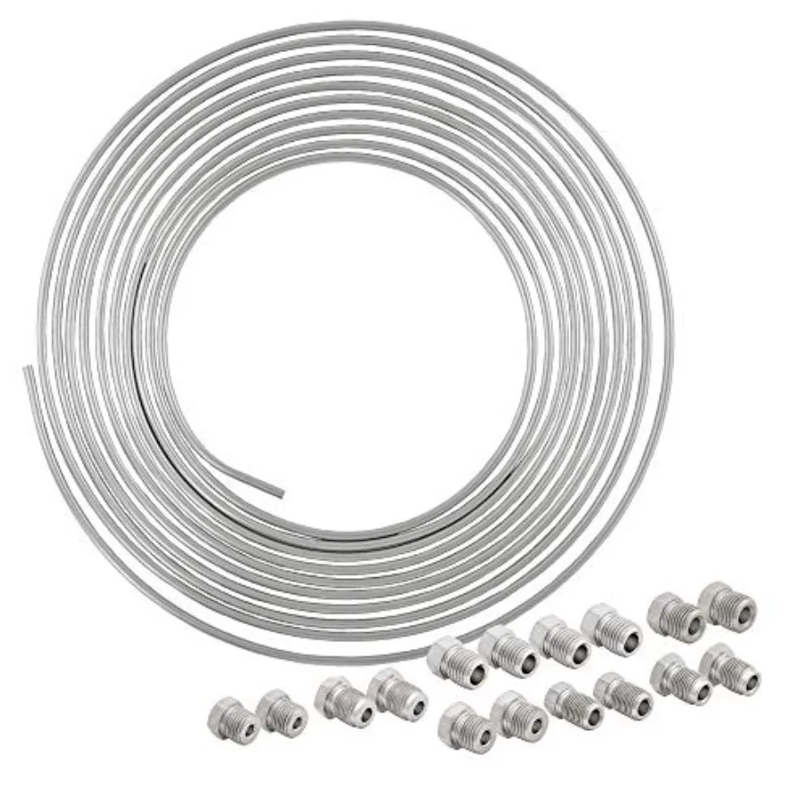 

"'Stainl Steel Brake Line 316L Marine-Grade Tubing with 16 SAE Fittings Corrosion and Rust Resistant 15, 310 PSI Universal Fit