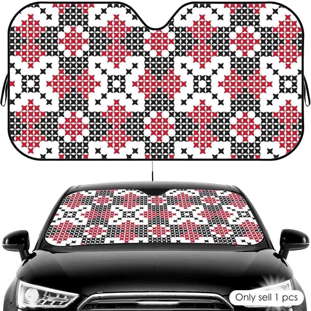 

Ukrainian Slavic Pattern Sun Visor Foldable Universal Car Windshield Sun Shade UV Protection Heat Insulation Foldable Cover