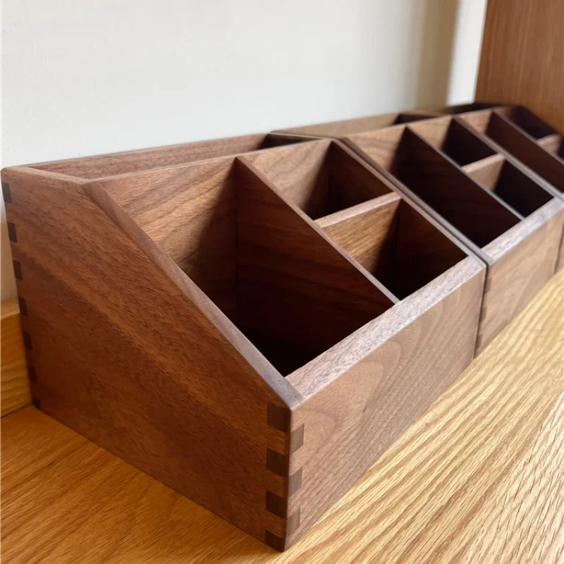 Multifunctional Office Storage Box High-End Solid Wood Desktop Organizer Cosmetic and Desk Accessories Box for Home