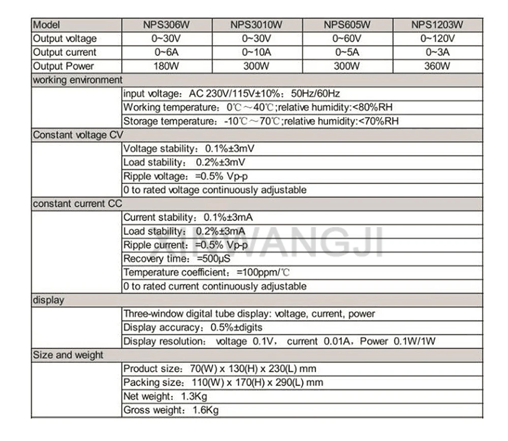 NPS1203W 120V3A Adjustable Phone Maintenance DC Power Supply Mini Switching Regulated DC Power Supply With Power Display