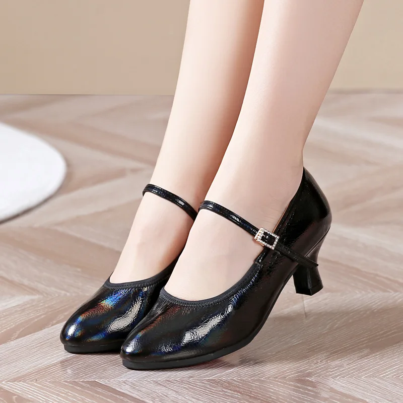 Moderne Tanzschuhe für Damen und Mädchen, Tanzschuh mit hohen Absätzen, Ballsaal, Wildleder, Gummisohle, lateinamerikanische Tanzschuhe für Damen, 5 cm/3 cm Absatz