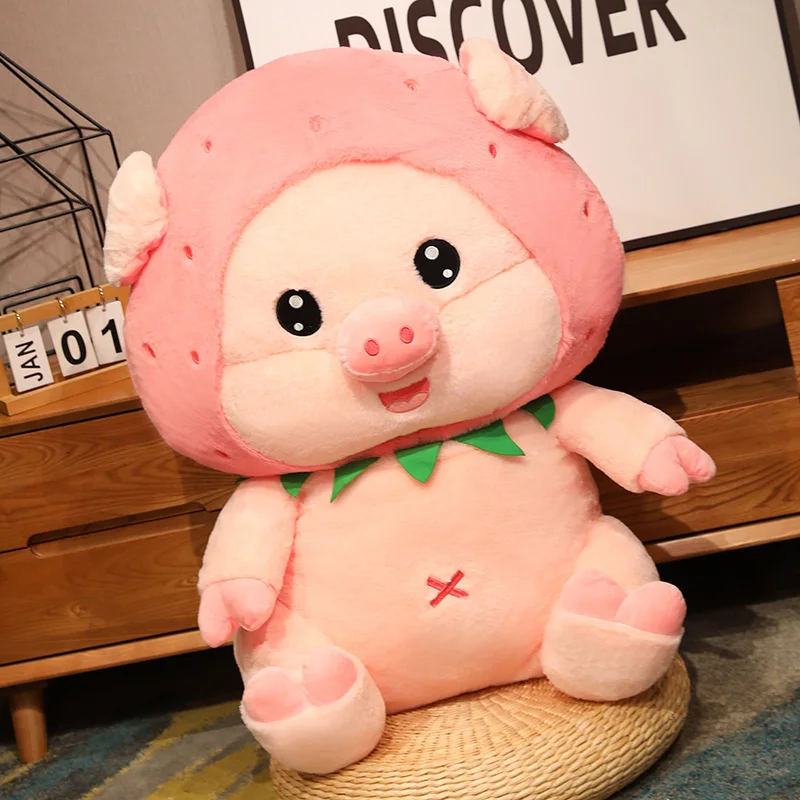 1pc 35/45/60cm Lovely Strawberry Pig Fruit Animal Combination Creative Plush Toy Doll Kawaii Room Decoration