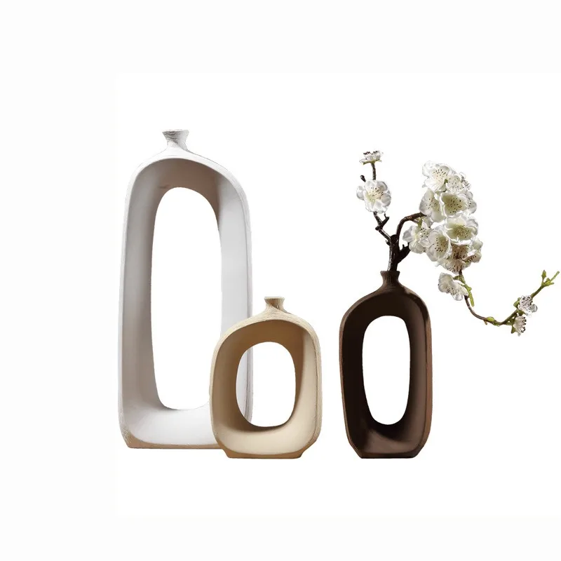 

Crafts Creative Ornament Ceramic Vase Three-piece Set Nordic Decoration New Chinese Furniture Ornament