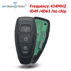 MYREMOTEKEY Smart Key 3 Button 5WK50170 for Ford Mondeo Fiesta Focus Galaxy Grand Kuga 2007-2017 434mhz KR55WK48801