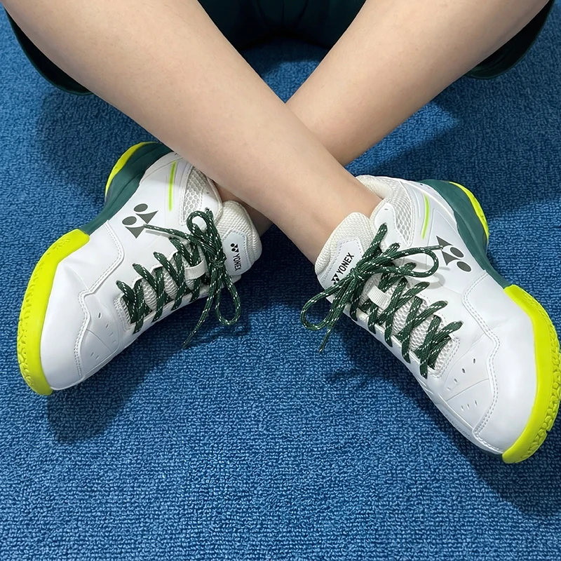 tenis-de-badminton-unissex-power-cushion-65-com-cadarcos-verdes-de-bolinhas-acessorios-de-calcados-esportivos