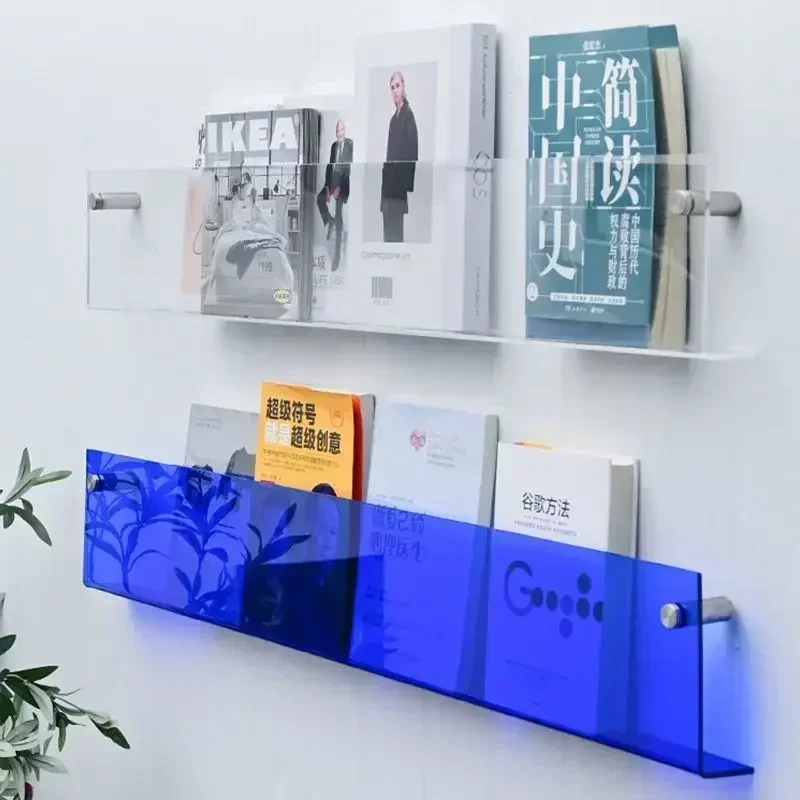 2Pcs Acrylic Newspapers Book Magazine Children's Picture Mounted Decoration Shef Transparent Records Rack 1pcs INS Storage Wall - view 2
