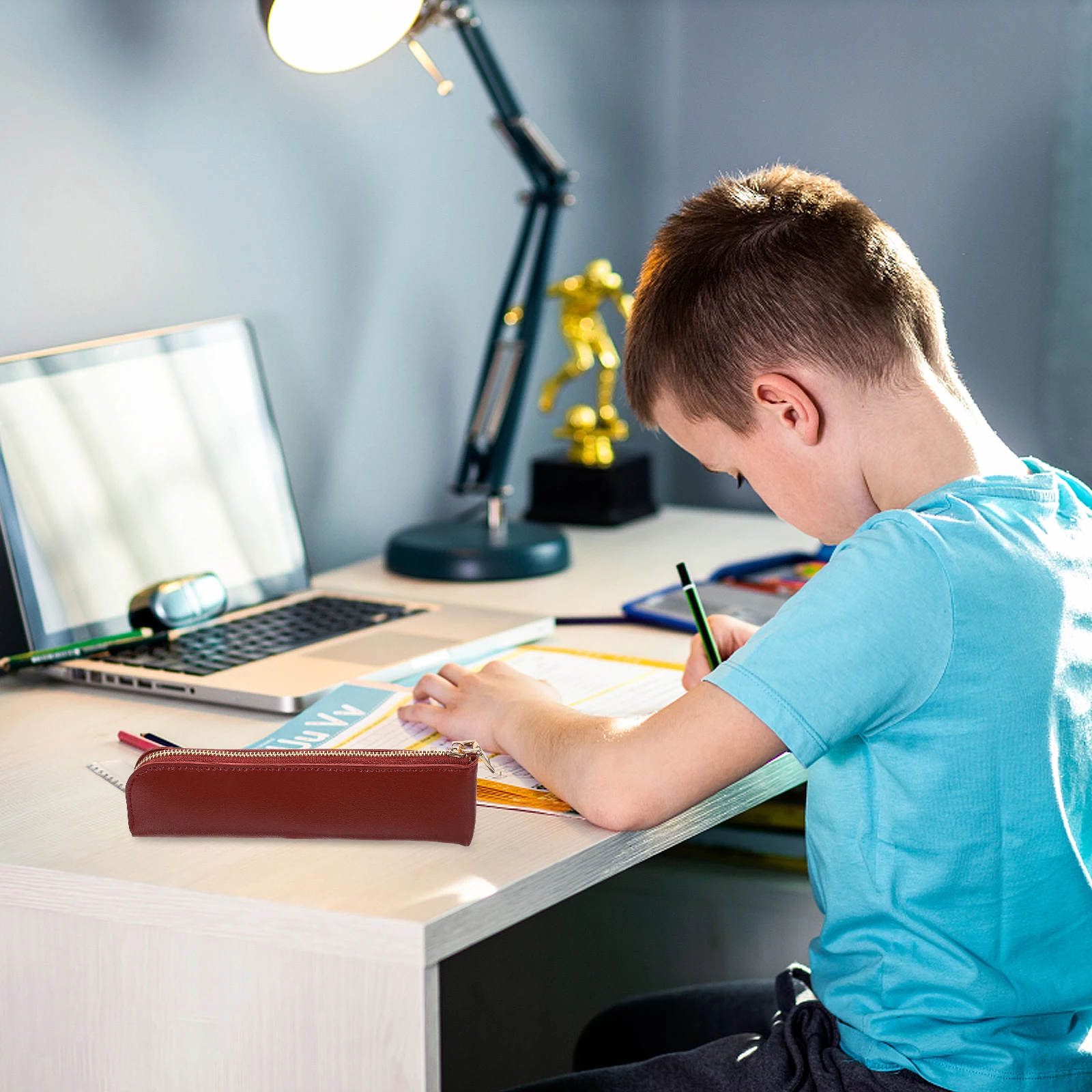 Pencil Case and Aesthetics Multi-function Pouch Korean Version Marker Storage Bag with Zipper Brown Organized Student