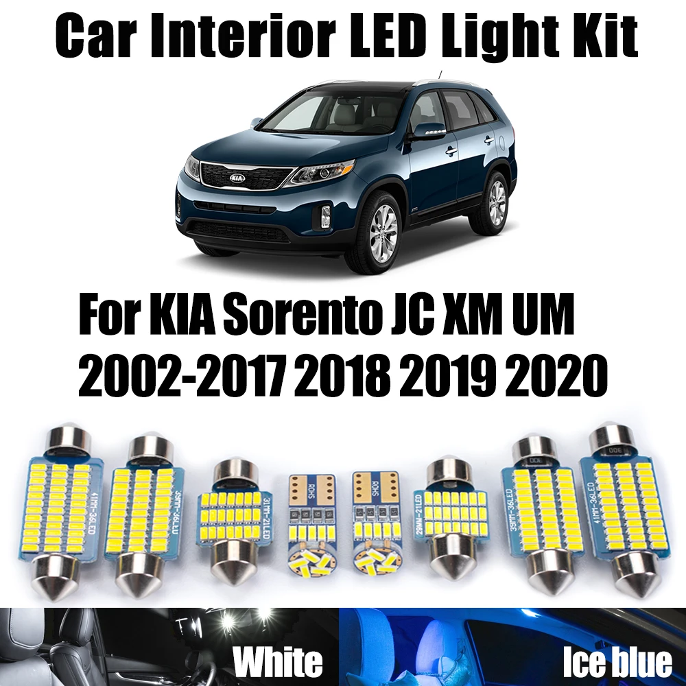 For KIA Sorento JC XM UM 2002- 2019 2020  Car Accessories No Error Canbus Vehicle LED Interior Map Dome Reading Bulbs Light Kit
