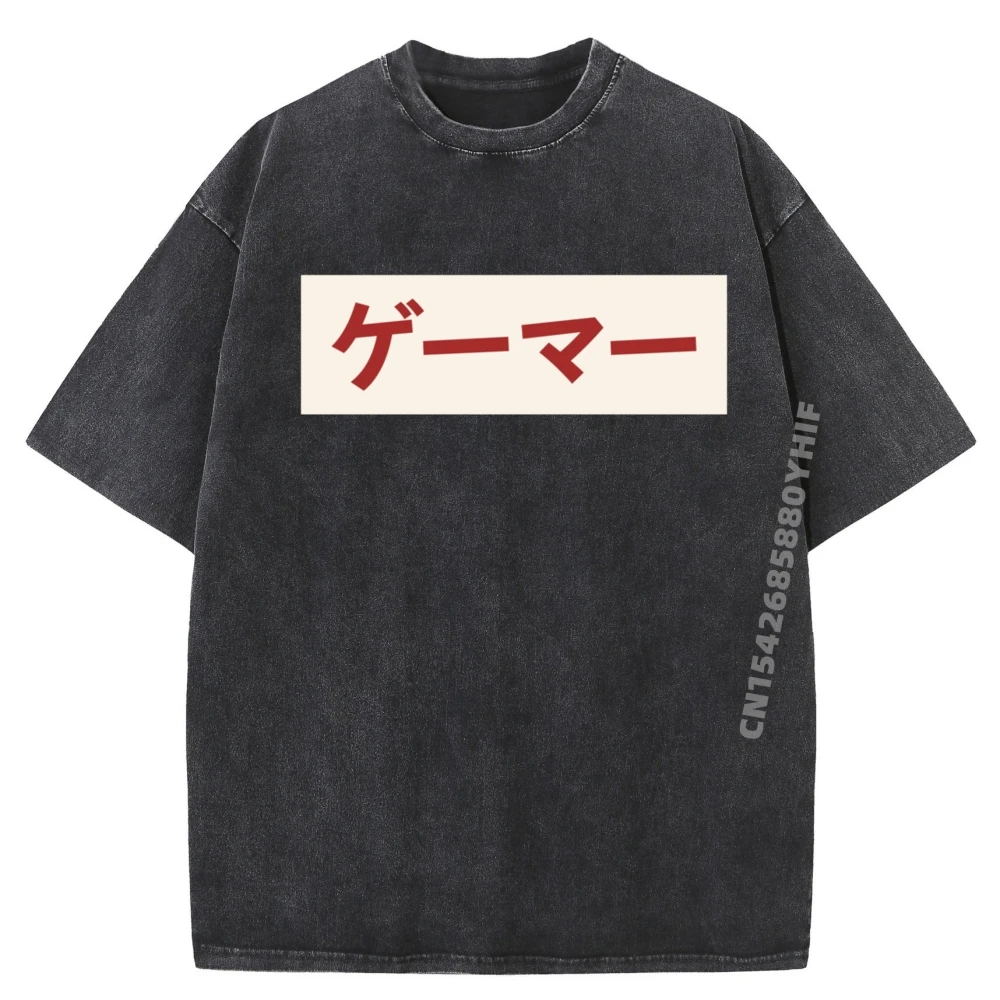 

Геймер в японском игроке, милая футболка большого размера, мужская одежда, потертая рубашка большого размера, мужская свободная футболка с принтом