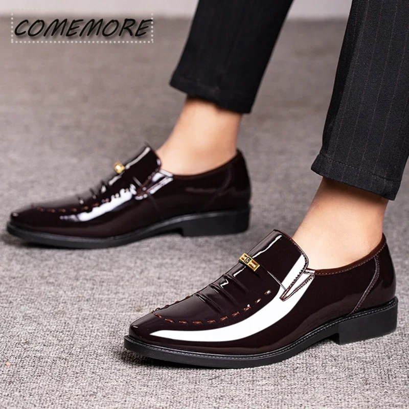 Patent Leather Men’s Dress Shoes Classic Formal Leather Shoes for Man Formal Office Work  Men Party Oxfords Business Footwear PU