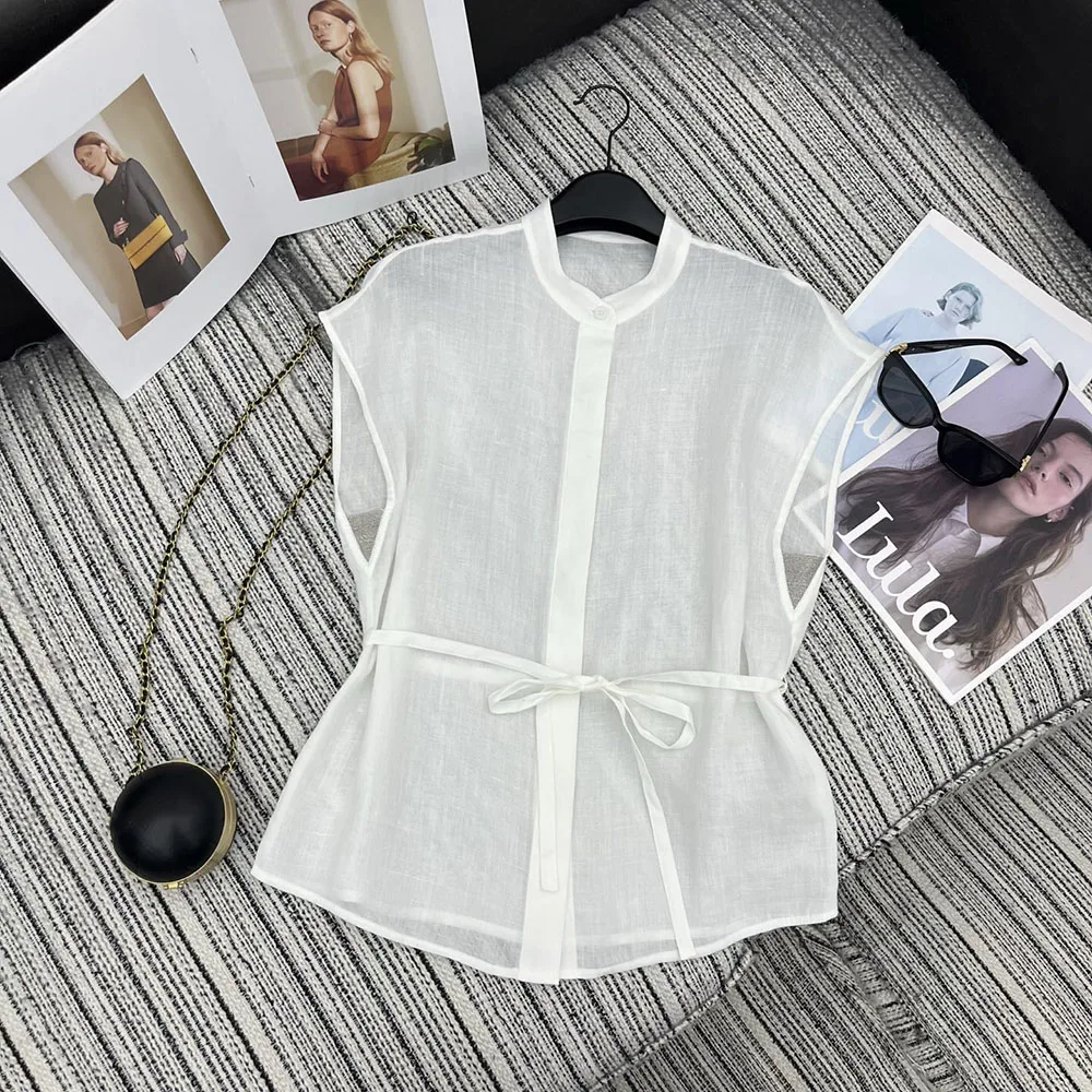 

Высококачественная женская блузка без рукавов с круглым вырезом, элегантная и изысканная, модель 2026 года xy26414101