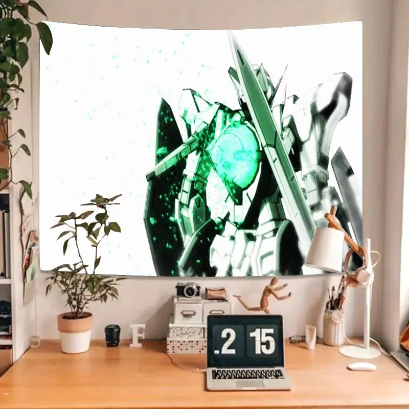 1PC Stylizzato Futuristico Robot Mech Accenti Verde Arazzo Incandescente Verde Elemento Circolare Arte Della Parete per la Camera Da Letto Soggiorno Decor