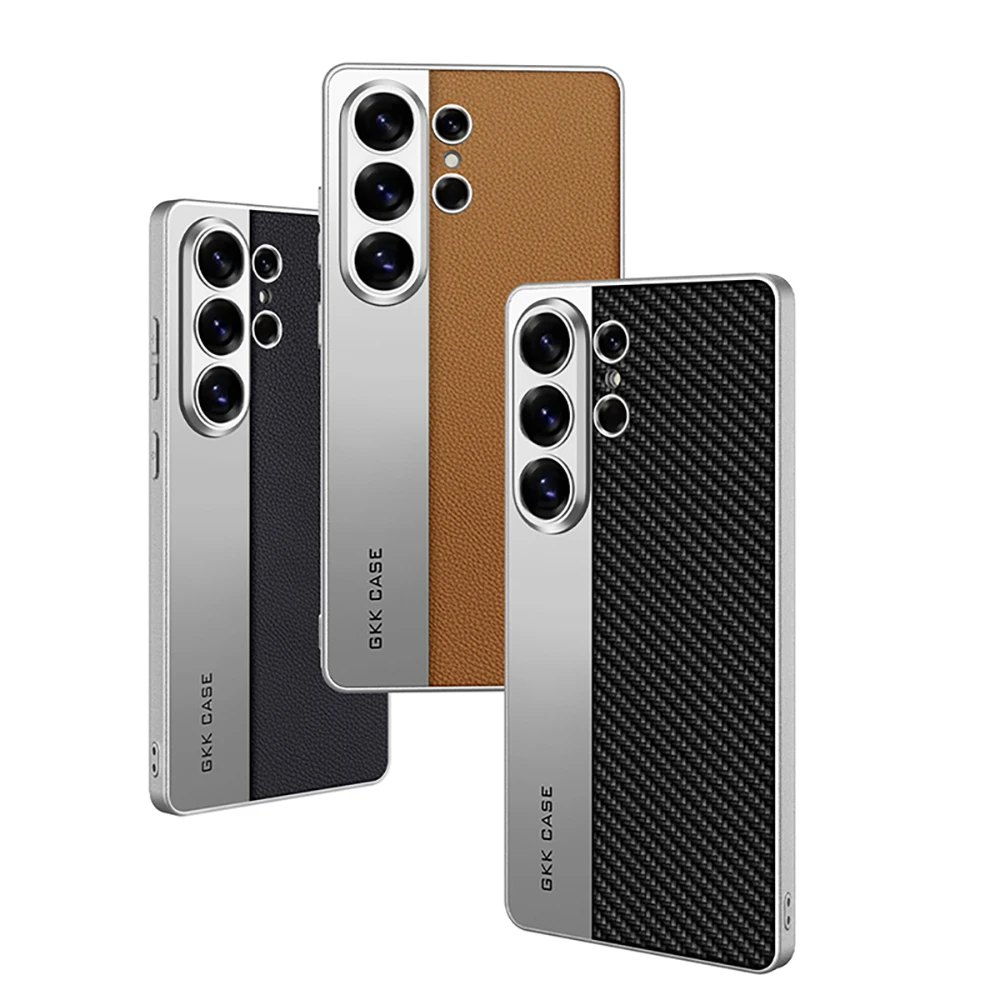 Luxury Electroplated Leather Phone Case For Samsung Galaxy S26 S25 S24 S23 Ultra Ultra Thin Soft Silicone Shockproof Back Cover