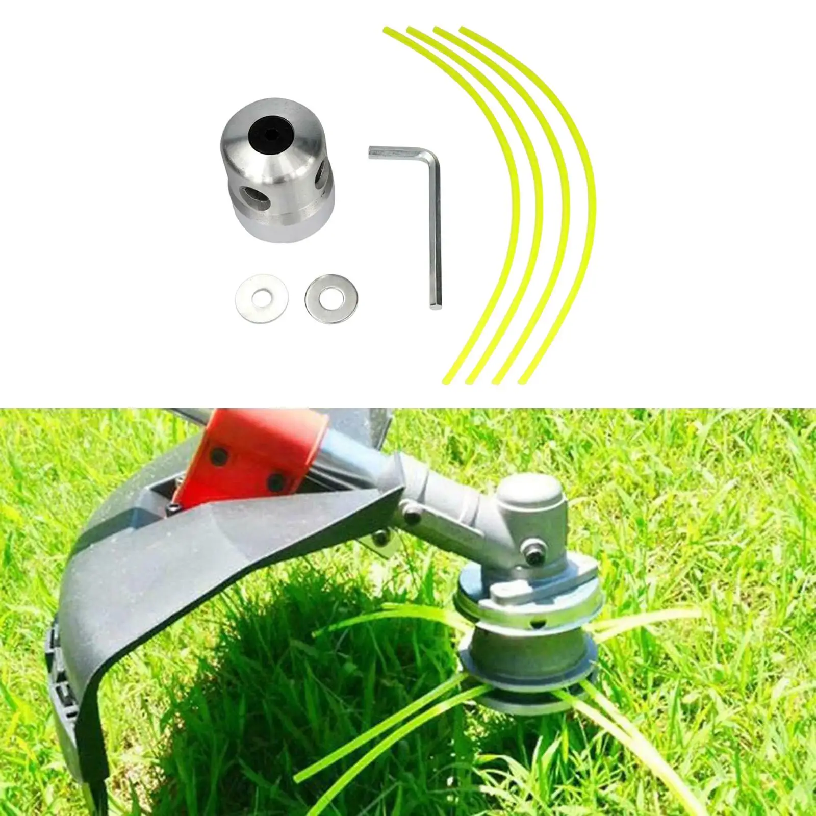 Grass Trimmer Head with 4 Mower Rope Grass Cutter Accessories Easily Install for Most