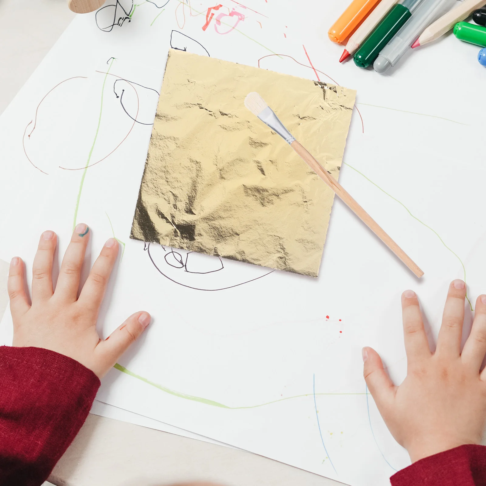 

1Set Gold Foil Sheets for Crafts Shiny Decorative Gold Flake Paper DIY Furnishings Arts Supplies DIY Flake Decor