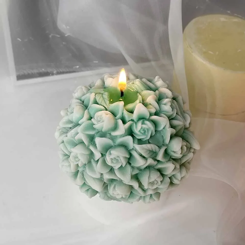 3D Gardenia flower bulbs Flower Ball Candle Silicone Mold Creative Aromatherapy Plaster Epoxy Resin Ornament Molds Decoration