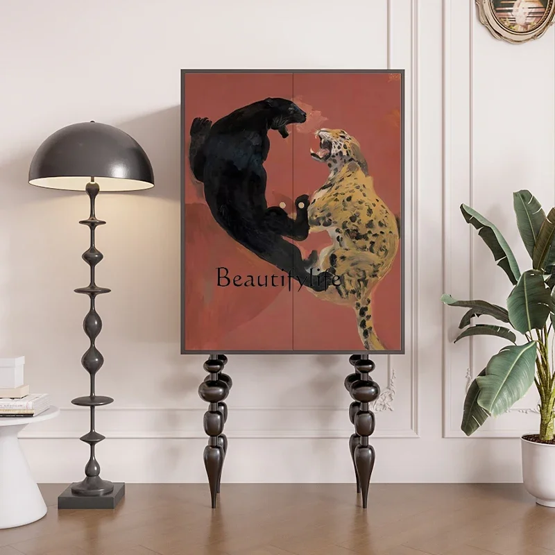 

LXAmerican retro home solid wood chest storage cabinet red walnutSSS