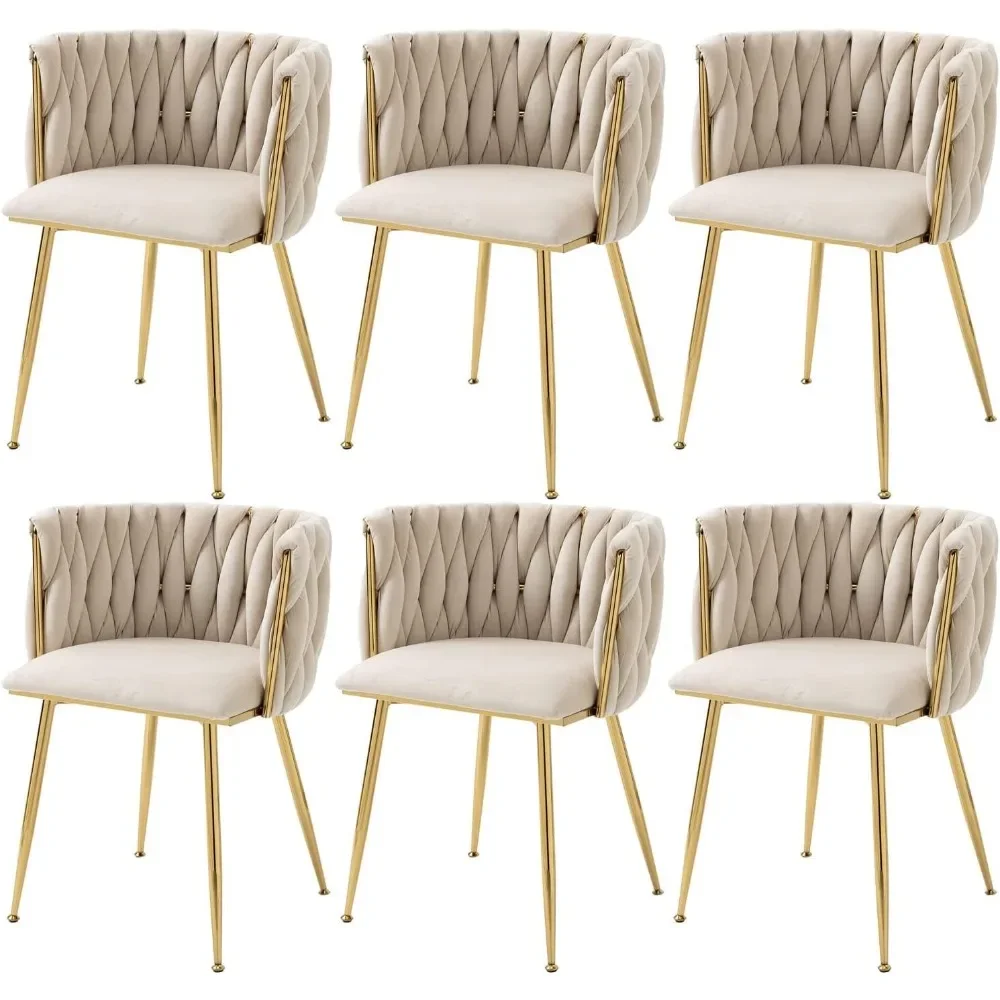 Velvet Upholstered Dining Chairs with Gold Metal Legs, Modern Accent Chairs for Living Room, Dining Room, Kitchen