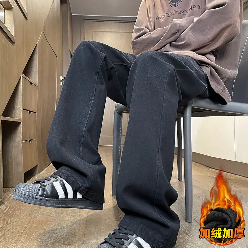 الخريف والشتاء بالإضافة إلى جينز مستقيم الساق من القطيفة السميكة للرجال، فضفاض أمريكي ريترو هاي ستريت كاجوال بنطال ذو قصة أرجل واسعة #6