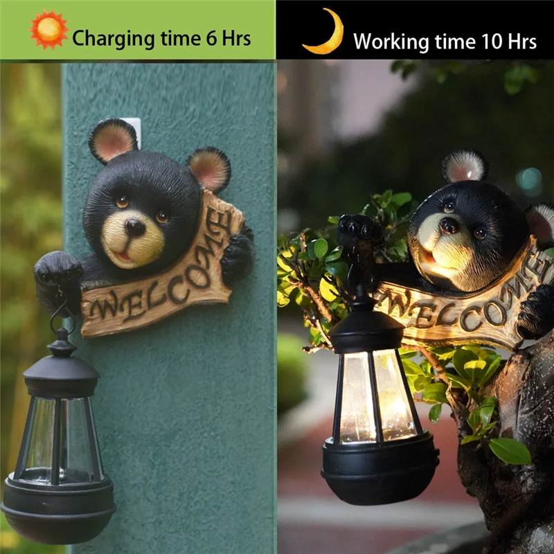 

A07F-Solar Garden Statue Light Realistic Bear Design Suitable For Yard Balcony Lawn Ideal Housewarming And Garden Lover Gift