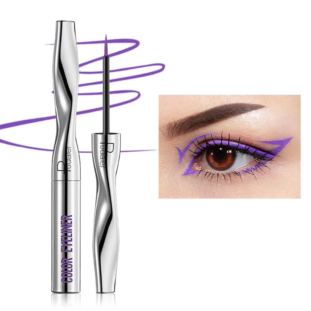 Kleurrijke Vloeibare Eyeliner Waterdichte Zweetbestendige Bloeiende Lange Sneldrogende Pennenvoering Cosmetica Blauw Oogpaars Geen R7e8