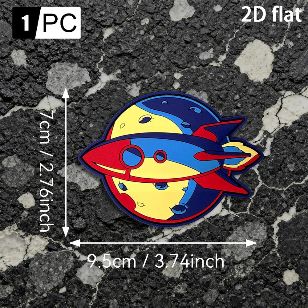 1Pc/2Pcs/3Pcs Optional Creative Planet Rocket Pattern Pvc Patch Badge Waterproof and Wear-Resistant for Jackets, Backpacks, Vests, and Clothing, Includes Fleece Backing