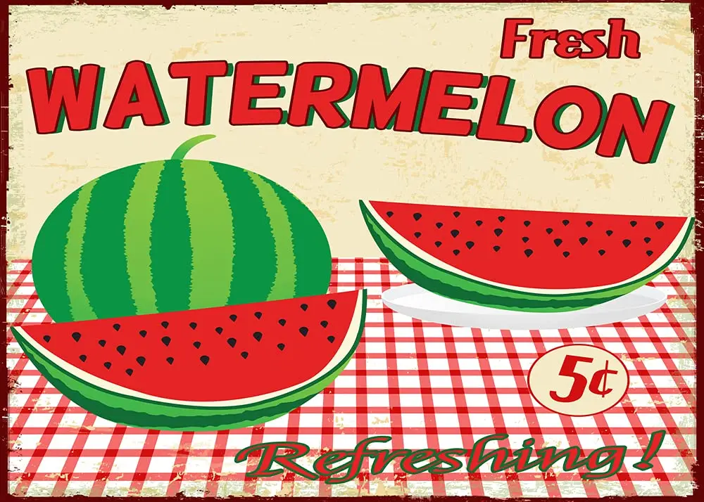 Lesiker Retro Tin Sign Watermelon  Home Decor Tin Sign Retro Metal 12