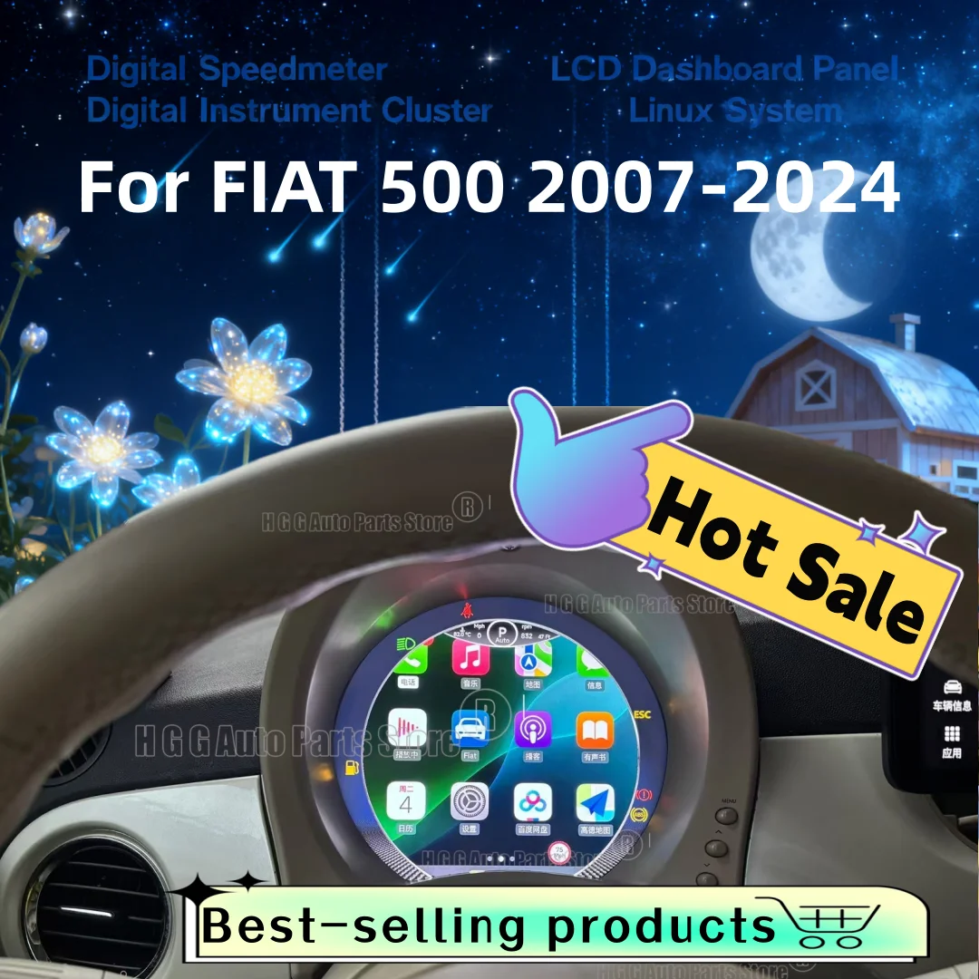 Grupo de instrumentos digitales para Fiat 500 2007 2008 2009-2024 velocímetro pantalla HD Plug & Play CarPlay Android Auto GPS Navi Radio