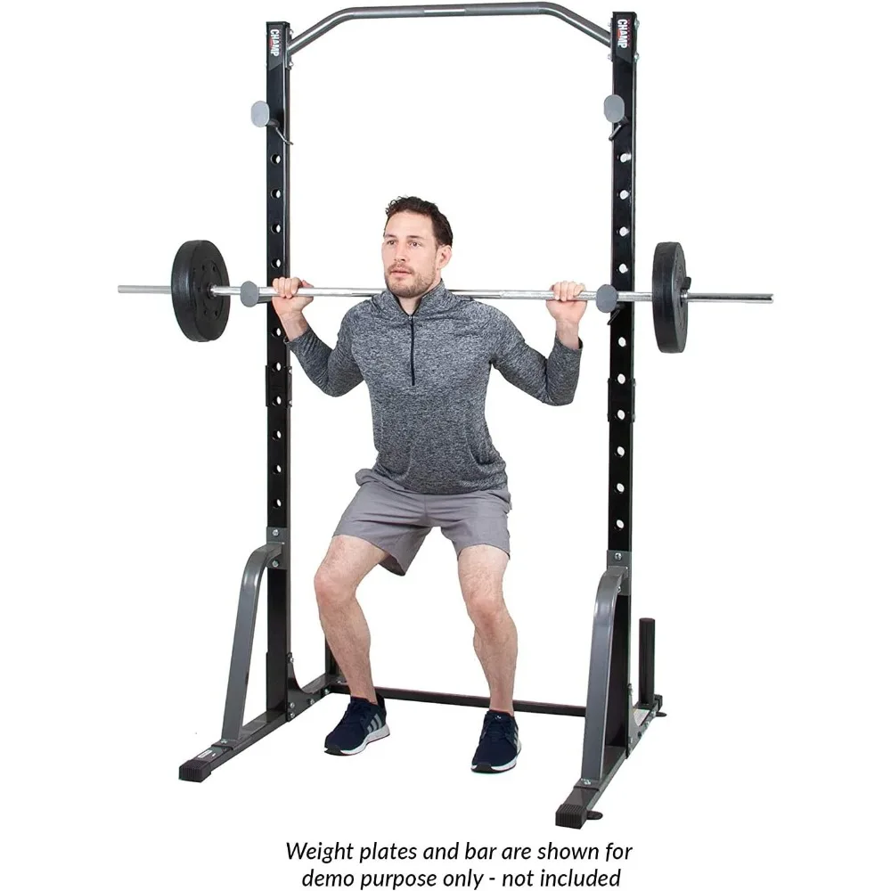 Power Rack System Adjustable Squat Rack Weight and Bar Holder for Home Fitness Equipment with Built in Floor Anchors Stability