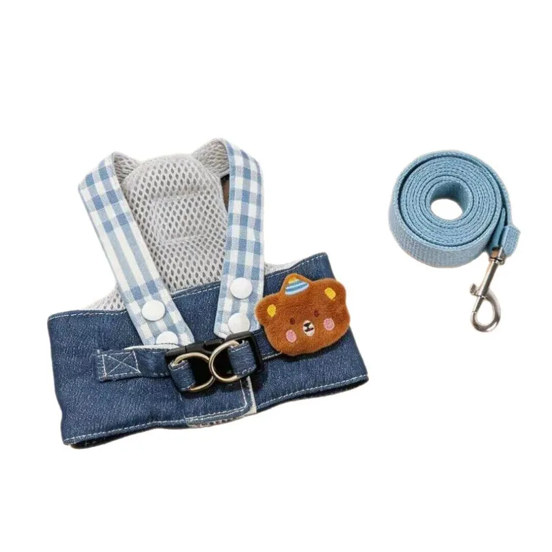 Cute Cartoon Dog Harness Vest With Adjustable Traction Rope Pet Walking Clothes For Teddy Bichon Pomeranian Small Dogs Outdoor - view 5