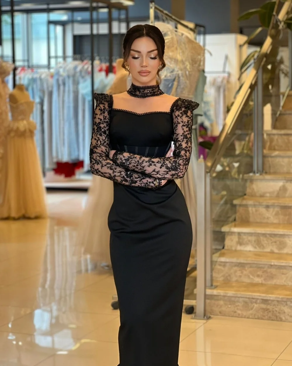 Customized Exquisite Sparkle Sequined Beading Straight Square Neck Long Dresses Bespoke Occasion Dresses Elegant Sizes Available
