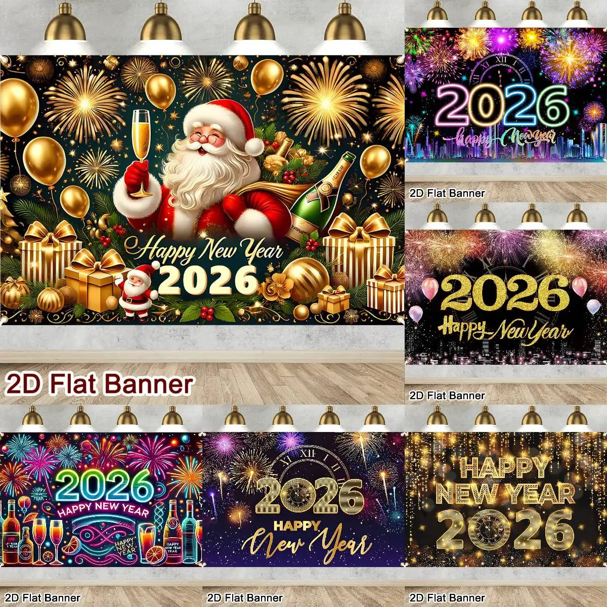 2026 Frohes Neues Jahr Hintergrund Banner Feuerwerk Champagner Neujahr Feiern Weihnachtsfeier Foto Hintergrund Dekoration Banner