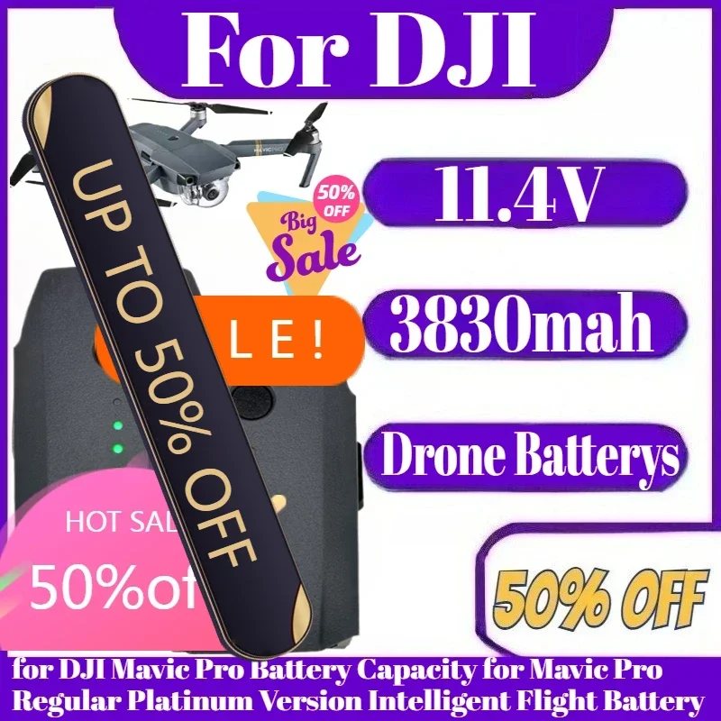 

11.4V 3830mah Compatible for DJI Mavic Pro Battery Capacity for Mavic Pro Regular Platinum Version Intelligent Flight Battery