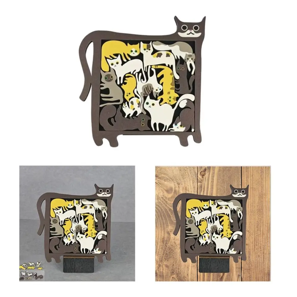 

Creative Wooden Cat Puzzle Game Brain Burning Special-shaped Cat Figurine Puzzle Table Games Home Decor Animal Puzzle Children's