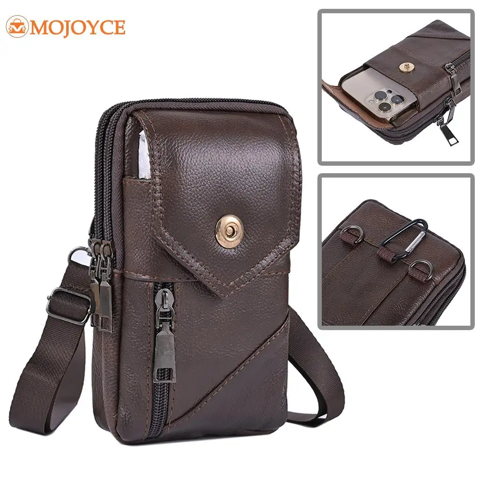 Quality Men Leather Waist Bag Crossbody Waist Pack Male Retro Phone Belt Bum Pouch Men's Shoulder Bag Mal Phone Pouch Purse Bags