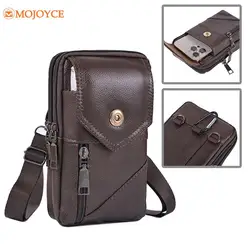 Kaliteli erkek deri bel çantası Crossbody bel paketi erkek Retro telefon kemer Bum kılıfı erkek omuzdan askili çanta Mal telefon kılıfı çanta çanta