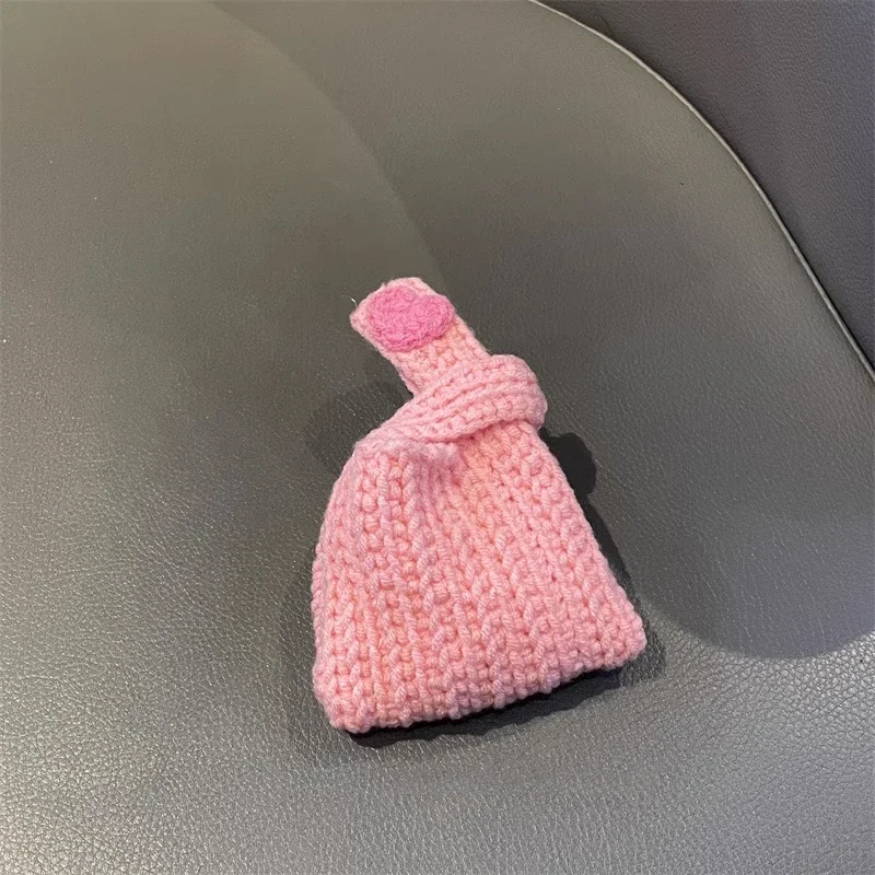 Pink Knitted Love Heart Pouch Case for Airpods1/2/3/pro Wireless Bluetooth Headset Case with Drop Small Flower Cute Jewelry