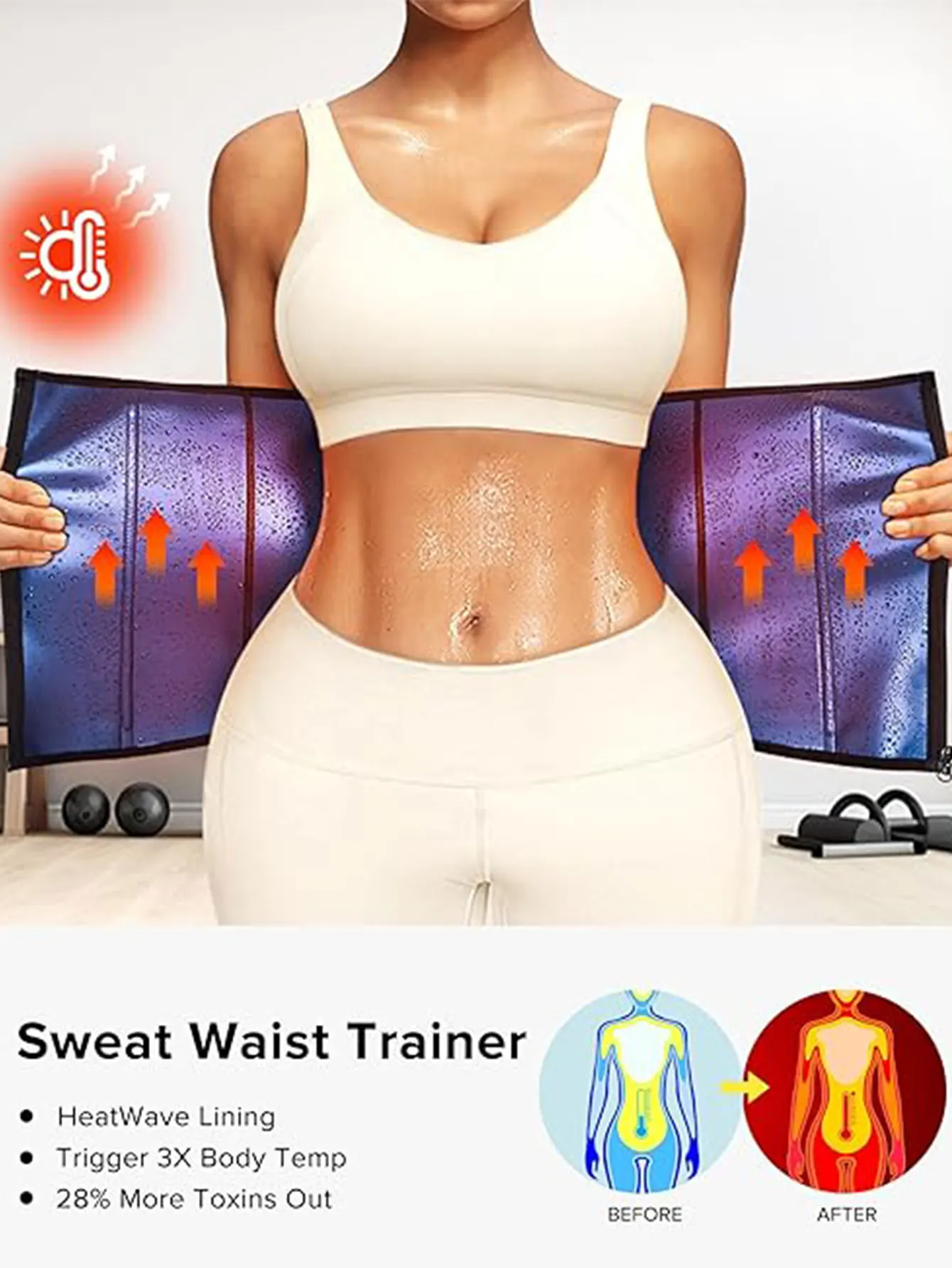 Women Sauna Waist Trainer Double Belt Tummy Control Corset Zipper Sweat Enhancer Body Shaper Workout Fitness Girdle Weight Loss view 5
