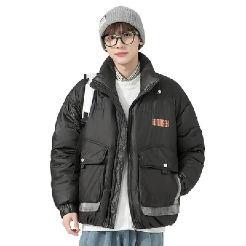 Nice Pop Winter Men Parka Big Pockets Casual Jacket Hooded Solid Color 3 Colors Thicken and Warm Hooded Outwear Coat Size 3Xl