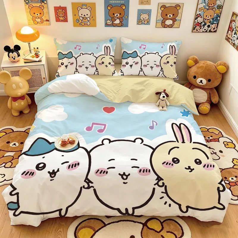 Anime Cartoon Kawaii New Bedding Four Piece Set Cotton Skin-friendly Quilt Cover Student Dormitory Home Soft Good Looks Chiikawa