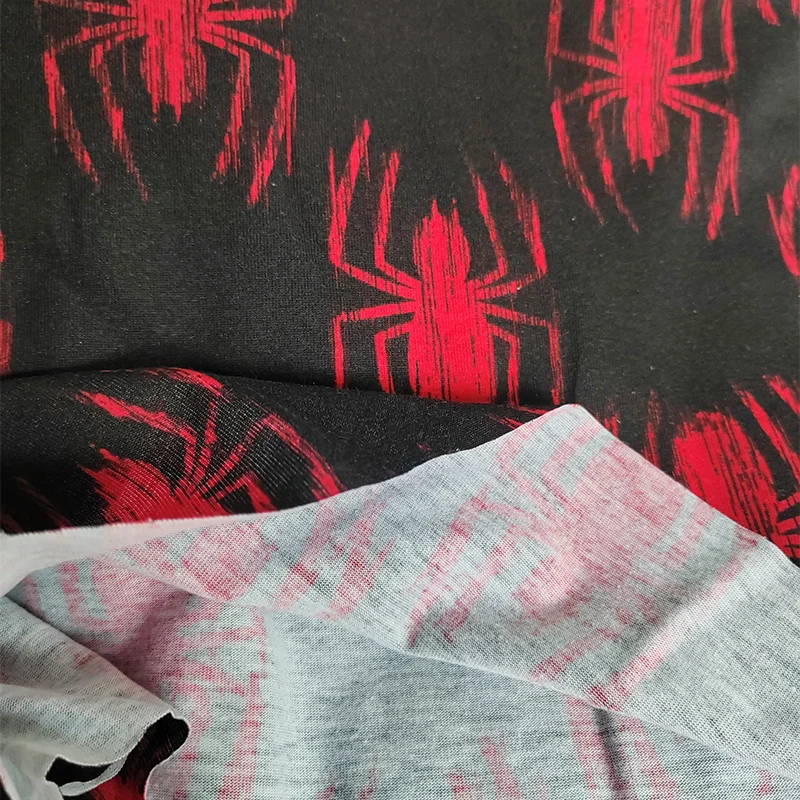 Cartoon Red Spider Print Cotton Fabric, Cool Jersey Fabric, Quilting Patchwork, DIY Sewing, Boy's T-Shirt, Wide 165cm