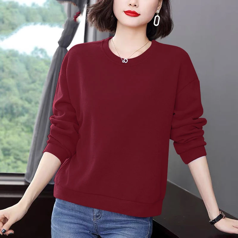 Simplicity Casual Autumn/Winter New Women\'s O-Neck Printing 3D Fashion All-match Loose Long Sleeve Pullovers Sweatshirts Tops